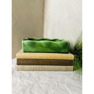 MCM Green Pottery Planter McCoy Style Rectangle Wavy Rim 7.75"